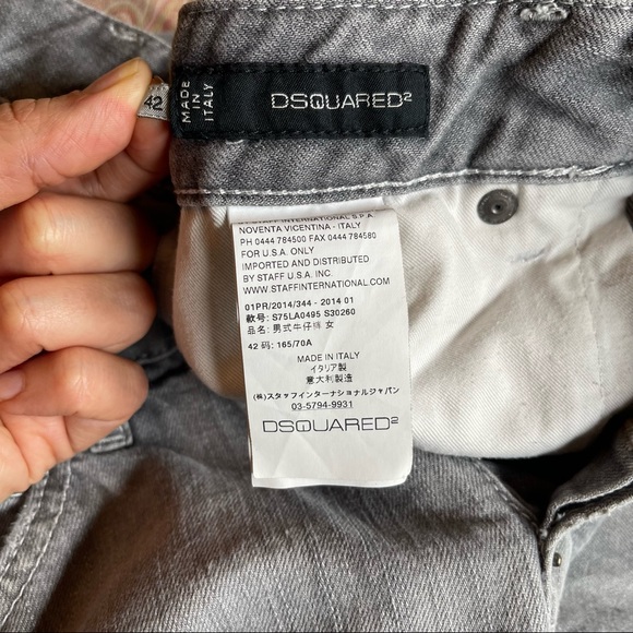 DSQUARED women’s grey distressed slim fit jeans size 42 IT - Picture 7 of 16